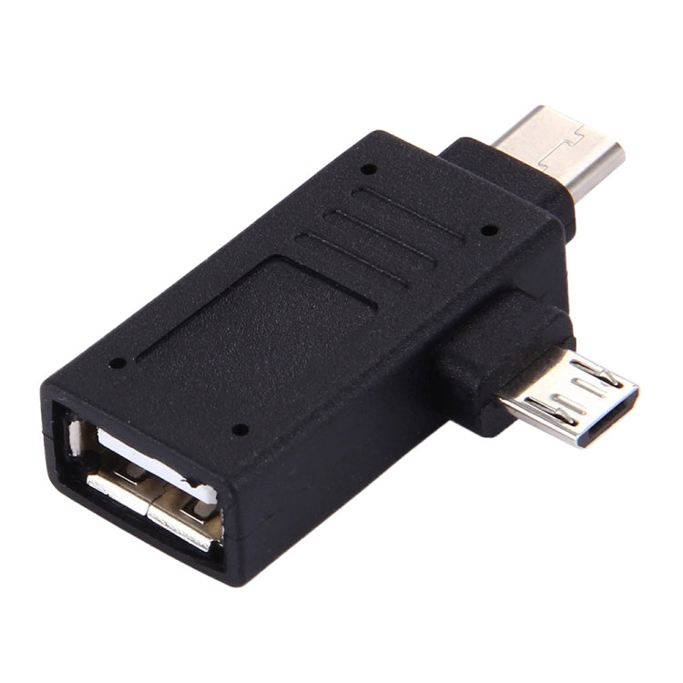 USB-C / Type-C Male + Micro USB Male to USB 2.0 Female Adapter, USB 2.0