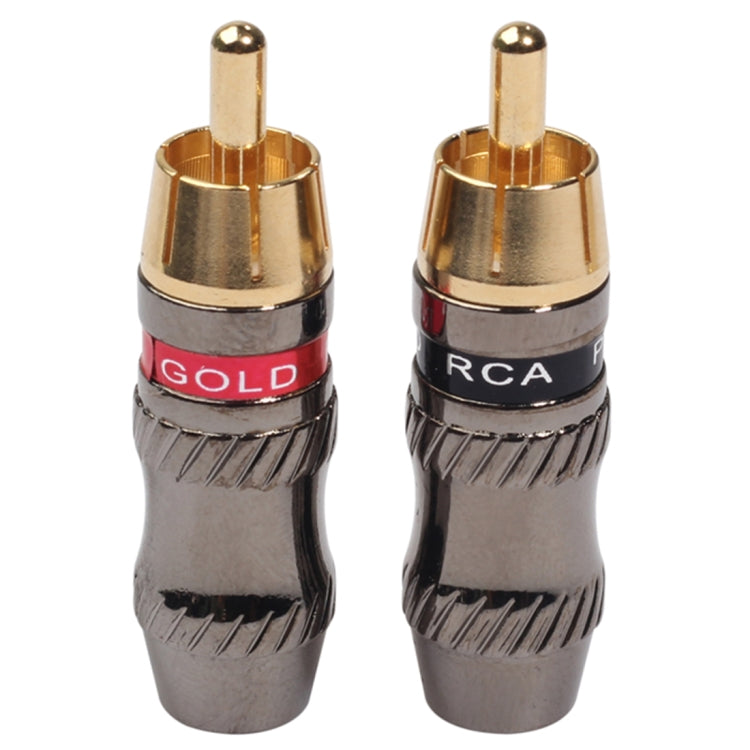 REXLIS TR026 2 PCS RCA Male Plug Audio Jack Gold Plated Adapter for