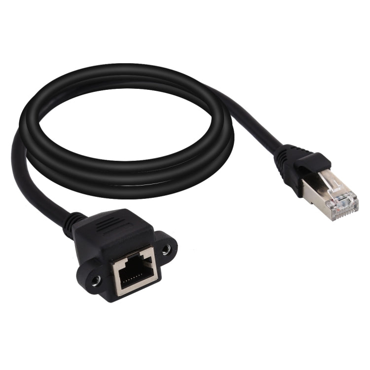 RJ45 Female to Male CAT5E Network Panel Mount Screw Lock Extension Cable, Length: 2m, 2m