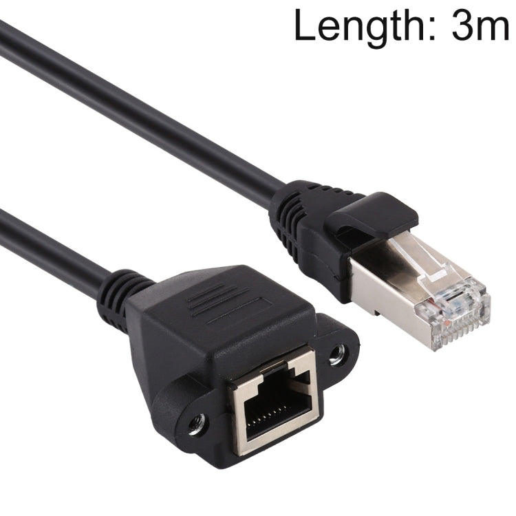 RJ45 Female to Male CAT6E Network Panel Mount Screw Lock Extension