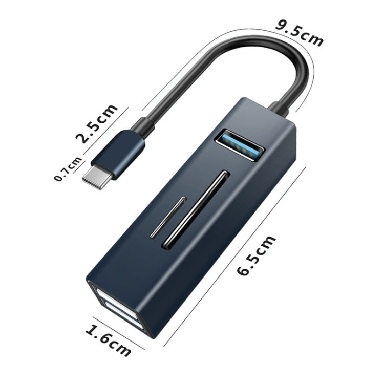 15102 5 in 1 USB-C / Type-C to USB3.0 + SD / TF Card Reader HUB Adapter, Type-C
