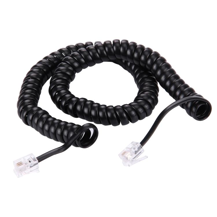 4 Core Male to Male RJ11 Spring Style Telephone Extension Coil Cable Cord Cable, Stretch Length: 5m, Length: 5m