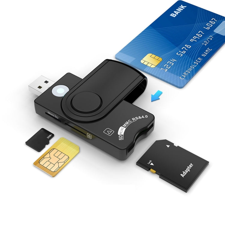 Rocketek CR310-B USB3.0 Multi-function IC Smart Card / SD / TF / SIM Card Reader, CR310-B