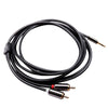2m Gold Plated 3.5mm Jack to 2 x RCA Male Stereo Audio Cable, Length: 2m