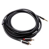 3m Gold Plated 3.5mm Jack to 2 x RCA Male Stereo Audio Cable, Length: 3m