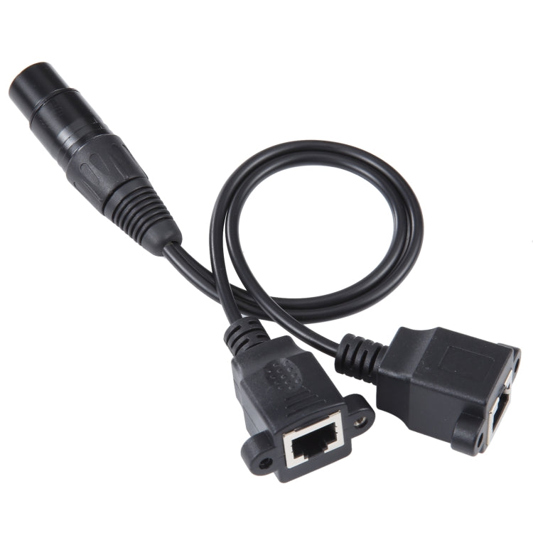 3-pin XLR Female to 2 x RJ45 Female Ethernet LAN Network Extension Cable, Cable Length: 30cm, 3-pin XLR Female to 2 x RJ45 Female