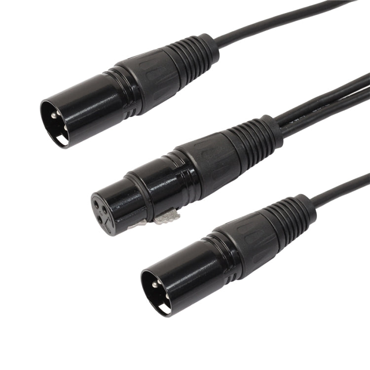 30cm 3 Pin XLR CANNON 1 Female to 2 Male Audio Connector Adapter Cable for Microphone / Audio Equipment, 1 Female to 2 Male Black
