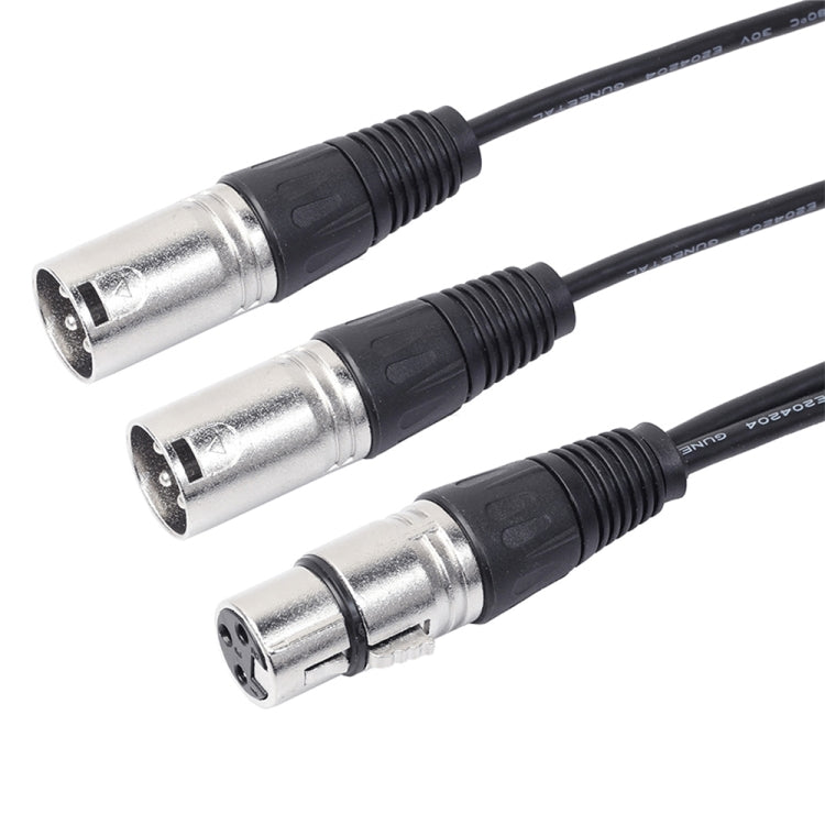 30cm 3 Pin XLR CANNON 1 Female to 2 Male Audio Connector Adapter Cable for Microphone / Audio Equipment, 1 Female to 2 Male Silver