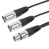 30cm 3 Pin XLR CANNON 1 Female to 2 Male Audio Connector Adapter Cable for Microphone / Audio Equipment, 1 Female to 2 Male Silver