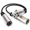 30cm Metal Head 3 Pin XLR CANNON 1 Female to 2 Male Audio Connector