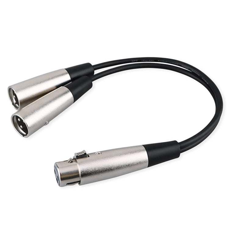 30cm Metal Head 3 Pin XLR CANNON 1 Female to 2 Male Audio Connector Adapter Cable for Microphone / Audio Equipment, 1 Female to 2 Male