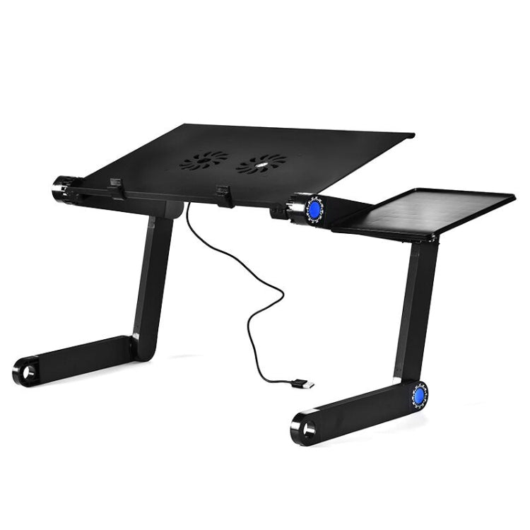 Portable 360 Degree Adjustable Foldable Aluminium Alloy Desk Stand with Double CPU Fans & Mouse Pad for Laptop / Notebook, with Mouse Pad & 2 Cooling Fan