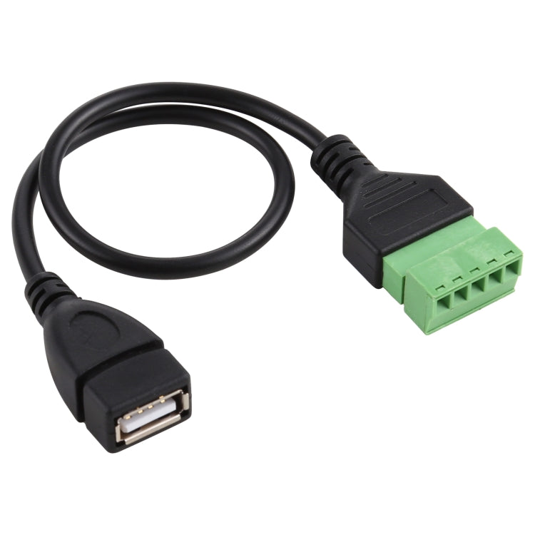 USB Female Plug to 5 Pin Pluggable Terminals Solder-free USB Connector Solderless Connection Adapter Cable, Length: 30cm, USB Female