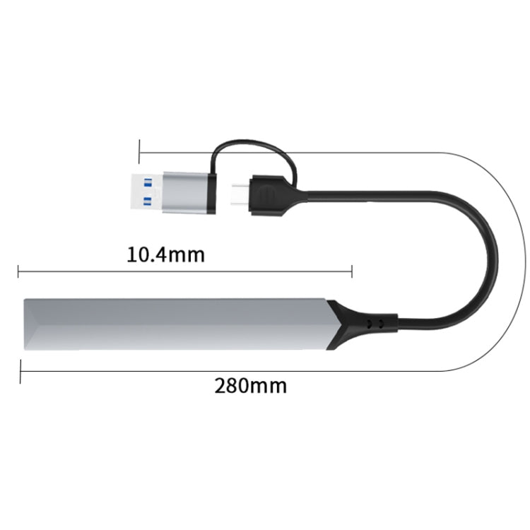 V252B 4 in 1 USB + USB-C/Type-C to USB Multifunctional Docking Station HUB Adapter, V252B