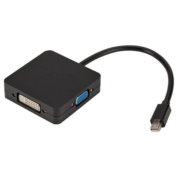 3 in 1 Mini DP Male to HDMI + VGA + DVI Female Square Adapter