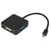 3 in 1 Mini DP Male to HDMI + VGA + DVI Female Square Adapter