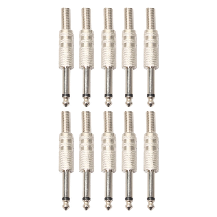10 PCS 2 Pin 6.5mm Plug Zinc Alloy Welded Type Audio Connector 6.35