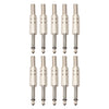 10 PCS 2 Pin 6.5mm Plug Zinc Alloy Welded Type Audio Connector 6.35 Audio Plug, 10 PCS