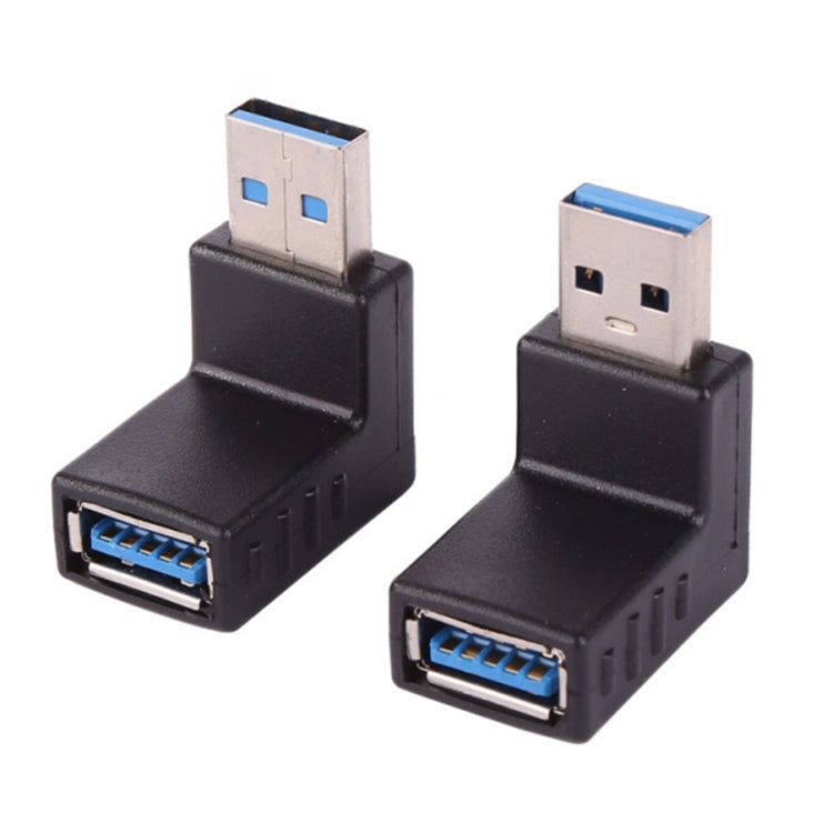 2 PCS L-Shaped USB 3.0 Male to Female 90 Degree Angle Plug Extension