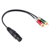 30cm Metal Head 3 Pin XLR CANNON Female to 2 RCA Male Audio Connector