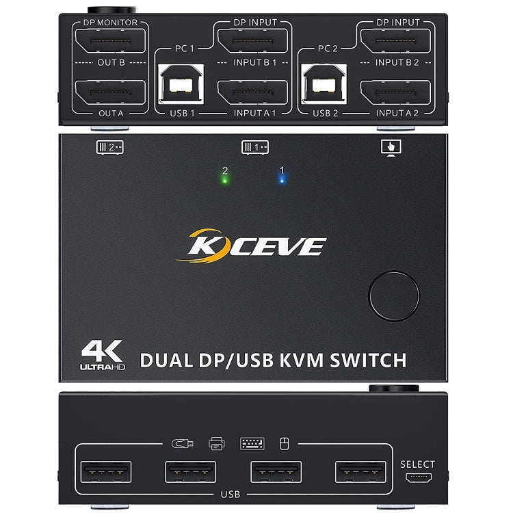 KC-KVM202DPA-USB2.0 DP 3DP+3DP KVM Switch, KC-KVM202DPA