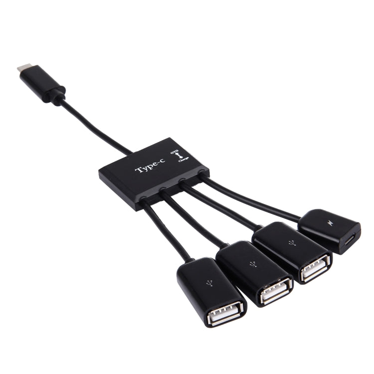 Portable 4 in 1 USB-C / Type-C to 3 Ports USB 2.0 OTG HUB Cable with