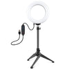 PULUZ 6.2 inch 16cm USB 3 Modes Dimmable LED Ring Vlogging Photography Video Lights + Desktop Tripod Holder with Cold Shoe Tripod Ball Head, Tripod Mount+6.2 inch Light