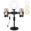 PULUZ 4.7 inch 12cm Ring Light Horizontal Dual Phone Brackets Desktop