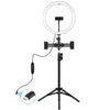 PULUZ 11.8 inch 30cm Light + 1.1m Tripod Mount + Dual Phone Brackets Curved Surface Type-C 3 Modes Dimmable Dual Color Temperature LED Ring Vlogging Video Light Live Broadcast Kits with Phone Clamp, Type-C 11.8 inch + 1.1m + Dual Bracket