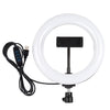 PULUZ 7.9 inch 20cm USB 3 Modes Dimmable Dual Color Temperature LED Curved Light Ring Vlogging Selfie Photography Video Lights with Phone Clamp, 7.9 inch