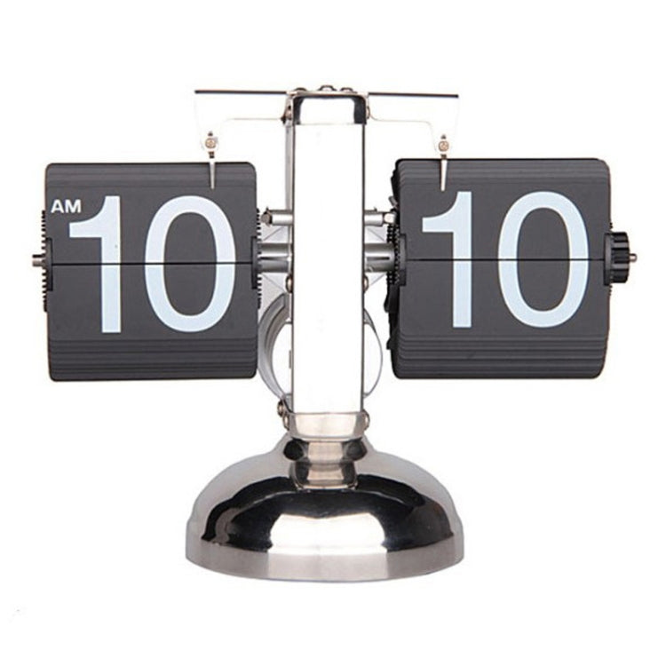 Balance Shaped Metal Auto Flip Down Clock Desktop Decorative Clock with Single Holder, Single  (Black)