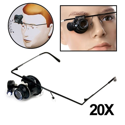 20X Glasses Type Watch Repair Magnifier with LED Light, 9892A
