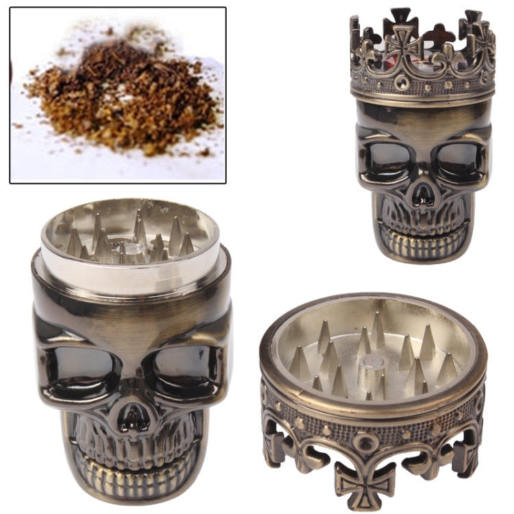 Skull King Style Zinc Alloy Double Layers Herb Tobacco Cigarette Grinder, Bronze