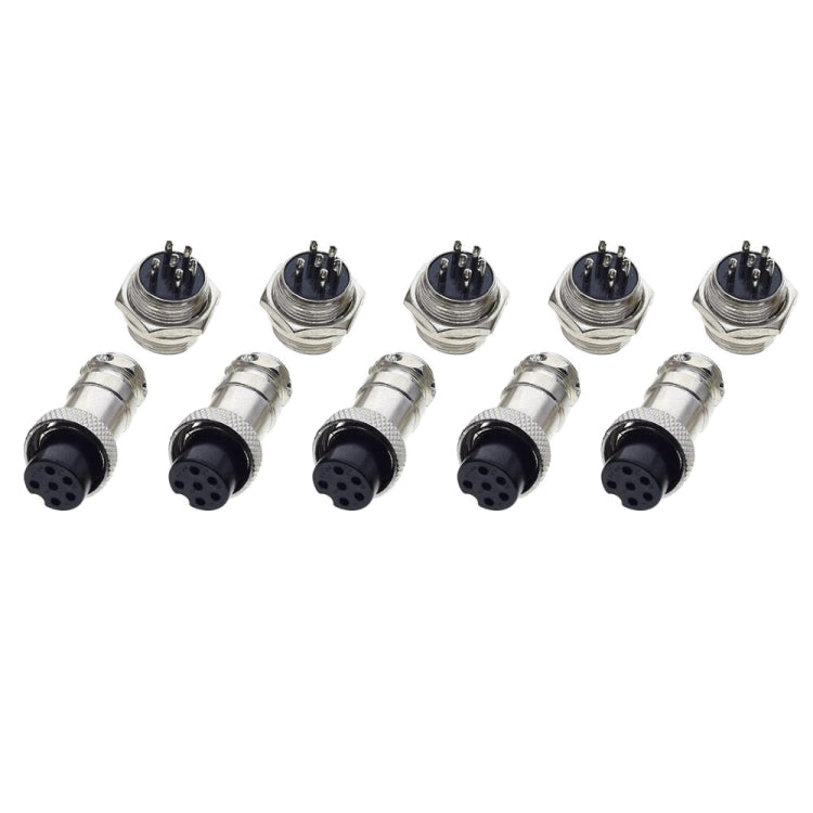 DIY 16mm 6-Pin GX16 Aviation Plug Socket Connector (5 Pcs in One