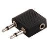 3.5mm Airplane Headphone Socket Adapter, 3.5mm Female to Dual 3.5mm Male, 3.5mm Female to Dual 3.5mm Male (Gold)
