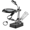 5 LED Auxiliary Clip Magnifier AC/DC Interchangeable with Soldering Stand & Two Magnifier, EU Plug, 2.5X, EU Plug