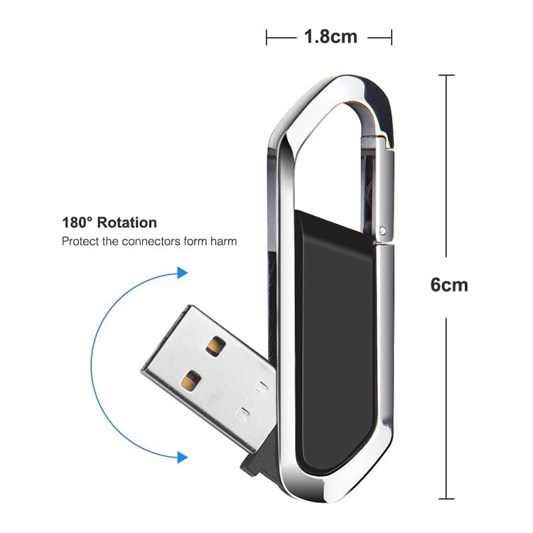 16GB Metallic Keychains Style USB 2.0 Flash Disk (Black), 16GB (Black)