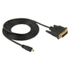 1.8m Micro HDMI (Type-D) Male to DVI 24+1 Pin Male Adapater Cable, DVI 24+1 Pin Male, Length: 1.8m