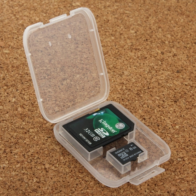 100Pcs Transparent Plastic Storage Card Box for SD Card + Micro SD