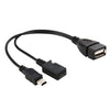 USB 2.0 Female to Mini USB AM + Micro 5 Pin AF Cable, Length: 20cm, Mini USB + Micro AF, 20cm