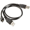 2 in 1 USB 2.0 Male to Mini 5pin Male + USB Male Cable, Length: 80 cm, USB 2.0 AM to USB+Mini USB