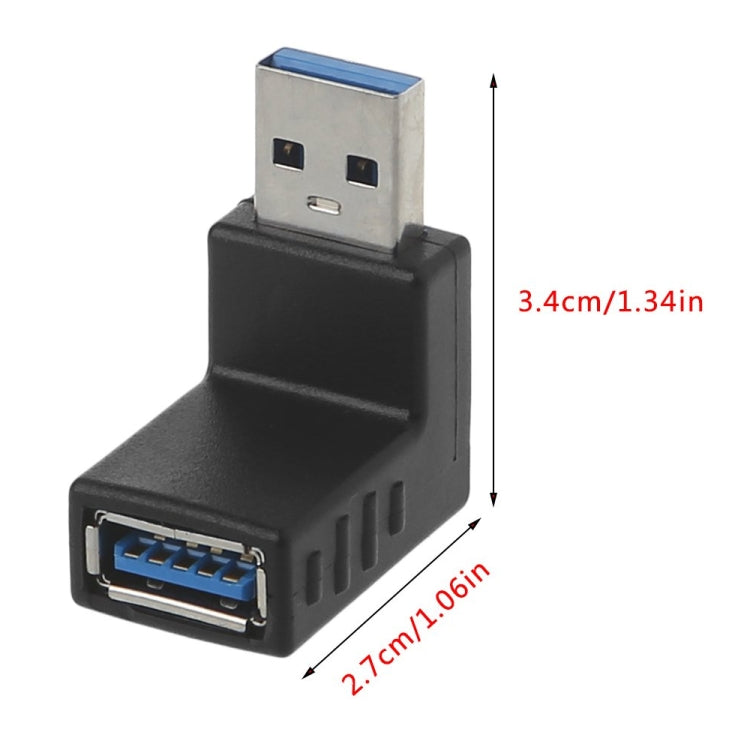 USB 3.0 AM to USB 3.0 AF Adapter, Down Angle AM to AF