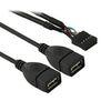 10 Pin Motherboard Female Header to 2 USB 2.0 Female Adapter Cable, Length: 50cm, 10 Pin Motherboard to 2 USB AF