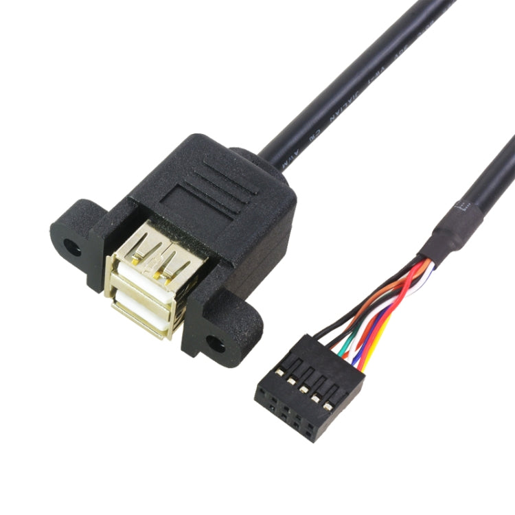 10 Pin Motherboard Female Header to 2 USB 2.0 Female Adapter Cable, Length: 50cm, 10 Pin Motherboard to 2 USB