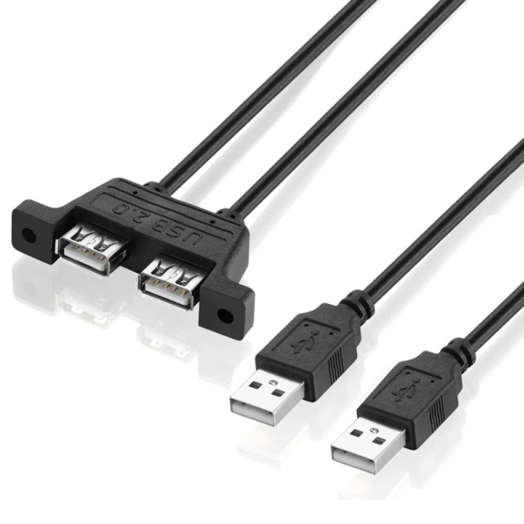 2 USB 2.0 Male to 2-port USB 2.0 Female with 2 Screw Holes Extension