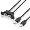 2 USB 2.0 Male to 2-port USB 2.0 Female with 2 Screw Holes Extension