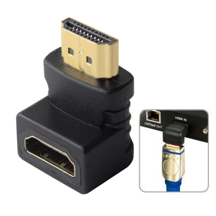 HDMI 19Pin Male to HDMI 19Pin Female 90-degree Angle Adaptor (Gold