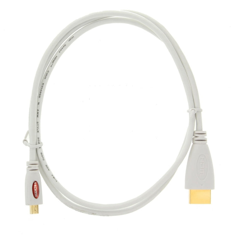 1m Gold Plated Micro HDMI Male to HDMI Male Cable, 1.4 Version(White), Length: 1m