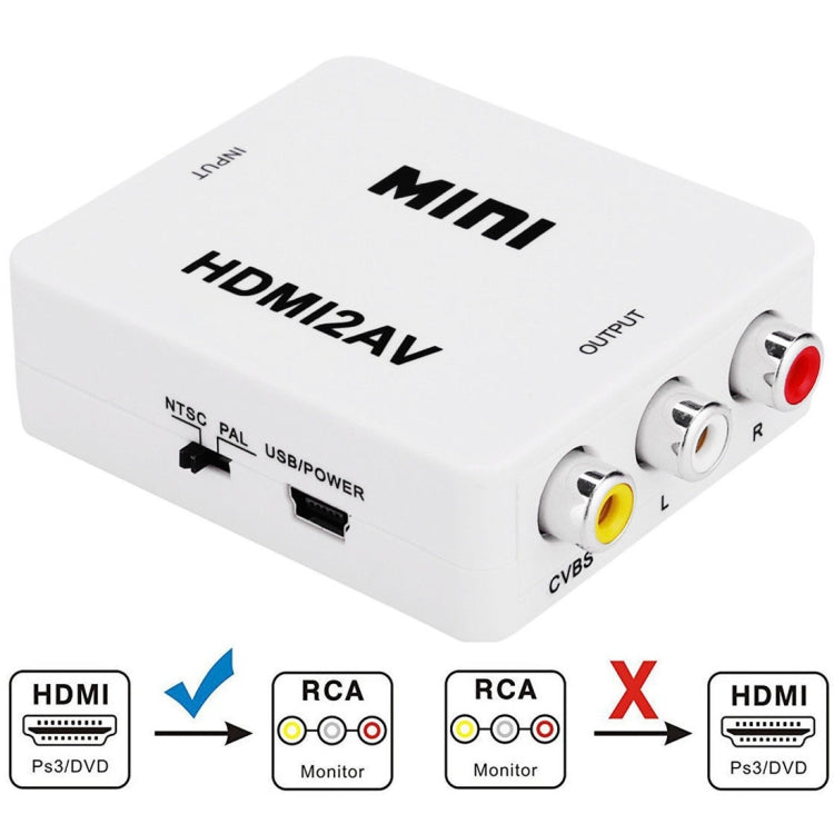 VK-126 MINI HDMI to CVBS/L+R Audio Converter Adapter (Scaler), MINI HDMI to CVBS/L+R