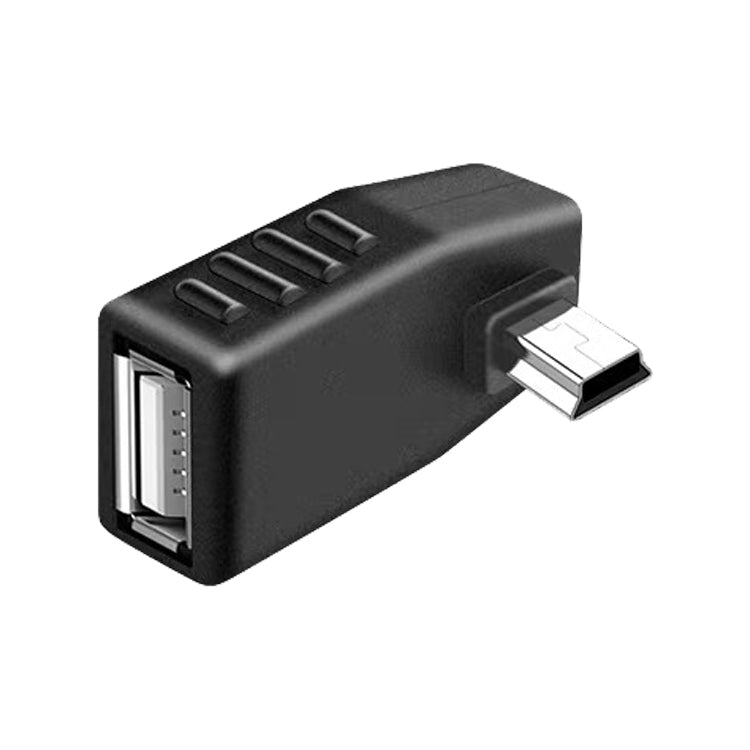 Mini USB Male to USB 2.0 AF Adapter, Support OTG Function, 90 Degree Left Angled, 90 Degree Right Angled